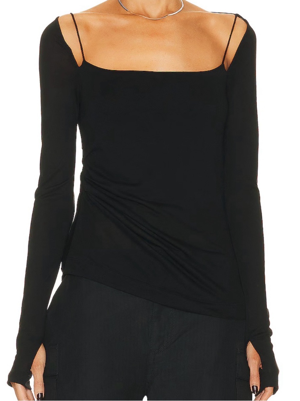 Helmut Lang Medium Scala Long Sleeve Black Off Shoulder Avant Garde Open Back
